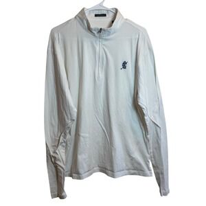 Mens Turtleson White Long Sleeve 1/4 Zip Pullover Golf Shirt Size L